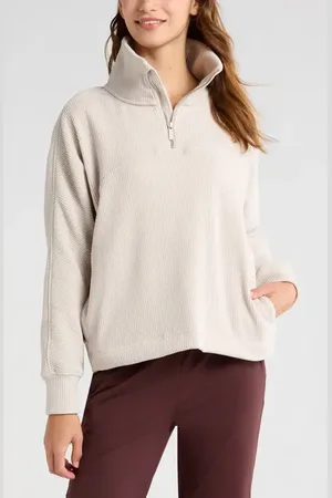 Zella Half Zip Waffle Stitch Sweatshirt in at Nordstrom, Size Xx-Large