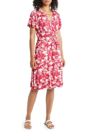 Loveappella Short Sleeve Jersey Faux Wrap Dress in at Nordstrom, Size X-Small
