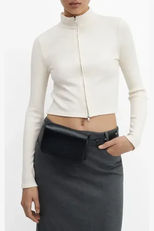 MANGO Loreto Fitted Crop Zip Cardigan in at Nordstrom, Size Small