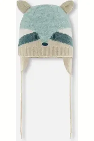 Deux par Deux Baby Unisex Knit Hat With Ears Racoon Face in at Nordstrom, Size 9-12 M