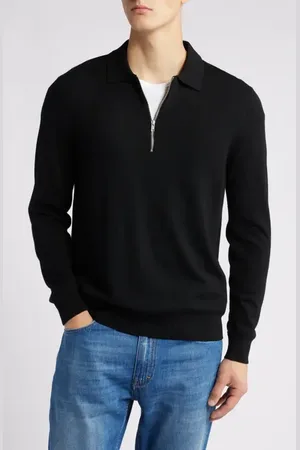 NN.07 Quarter Zip Wool Polo Sweater in at Nordstrom, Size Small