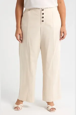 UNIVERSAL STANDARD Coastal Midweight High Waist Linen Blend Pants in at Nordstrom