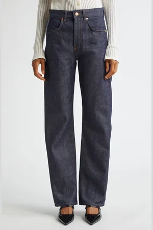 BITE Curved Organic Cotton Straight Leg Jeans in at Nordstrom, Size 12 Us
