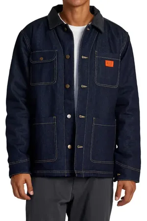 RVCA Chainmail Canvas Chore Coat II with Fuax Shearling Lining in at Nordstrom, Size Large