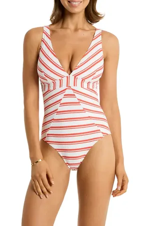 SEA LEVEL Biarritz Panel Stripe One-Piece Swimsuit in at Nordstrom, Size 4 Us