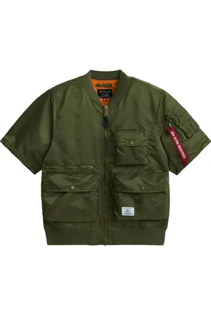 Alpha Industries Short Sleeve Zip-Up Satin Flight Jacket in at Nordstrom, Size Medium