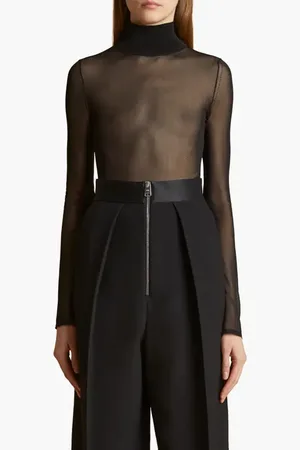 Khaite Tallin Sheer Turtleneck Bodysuit in at Nordstrom, Size X-Small