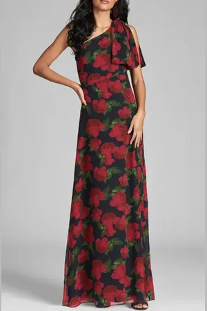 Sachin & Babi Chelsea Floral Print One-Shoulder Georgette Gown in at Nordstrom, Size 10