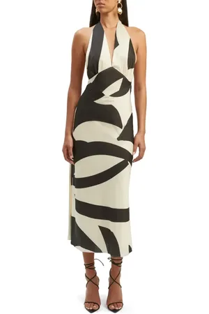 Bardot Citron Halter Cocktail Midi Dress in at Nordstrom, Size 10