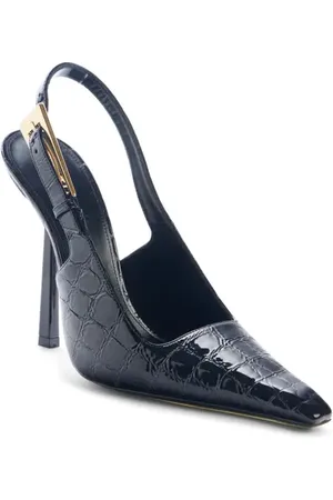 Saint Laurent Lee Croc Embossed Pointed Toe Slingback in at Nordstrom, Size 7Us
