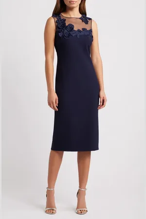 Vince Camuto Floral Embroidery Signature Stretch Crepe Sheath Dress in at Nordstrom, Size 8