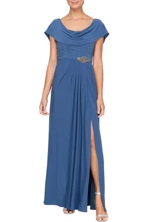 Alex Evenings Cowl Neck Beaded Waist Evening Gown in at Nordstrom, Size 16
