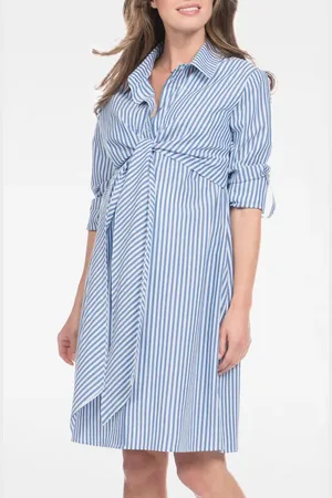 Séraphine Stripe Long Sleeve Maternity/Nursing Shirtdress in at Nordstrom, Size 2