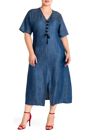 Standards & Practices Meme Chambray Midi Dress in at Nordstrom, Size 1X