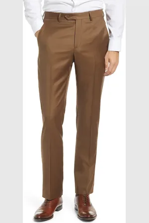 Santorelli Roma Flat Front Loro Piana Wool Serge Dress Pants in at Nordstrom, Size 34