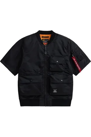 Alpha Industries Short Sleeve Zip-Up Satin Flight Jacket in at Nordstrom, Size Small