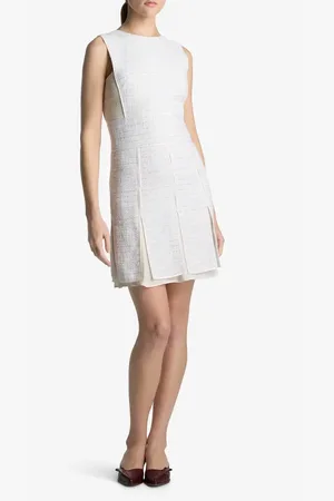 ST. JOHN Sleeveless Sequin Tweed & Georgette Minidress in at Nordstrom, Size 16