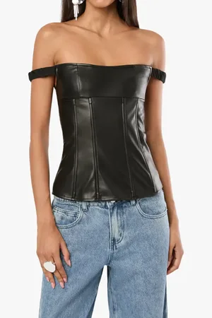 WeWoreWhat Off Shoulder Vegan Leather Corset in at Nordstrom, Size 4