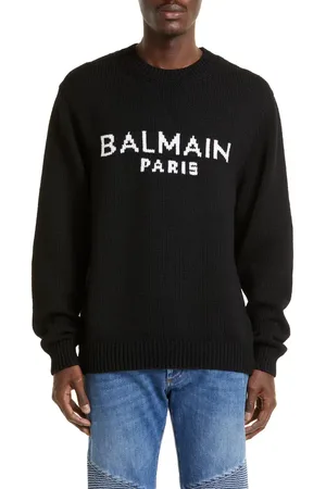 Balmain Logo Merino Wool Blend Sweater in at Nordstrom, Size Small