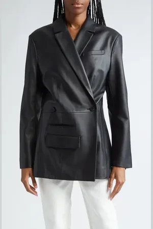 Jacquemus La Veste Tibau Asymmetric Leather Blazer in at Nordstrom, Size 10 Us