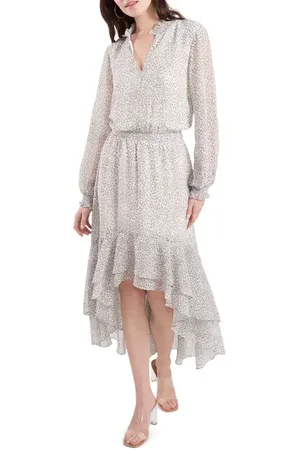 1. STATE Serene Animal Print Long Sleeve High/Low Dress in at Nordstrom, Size X-Small