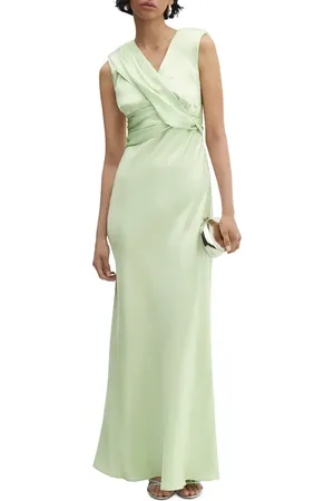 MANGO Twist Waist Sleeveless Satin Gown in at Nordstrom, Size 10