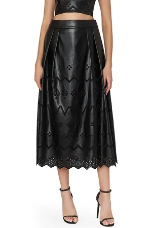 Milly Jolene Embroidered Eyelet Faux Leather Skirt in at Nordstrom, Size 12