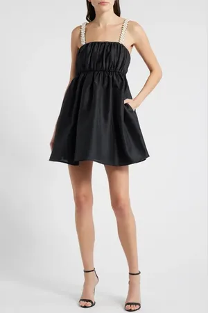 Hutch Faux Pearl Strap Cocktail Babydoll Minidress in at Nordstrom, Size Small