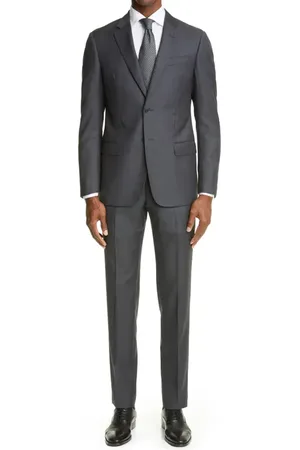 Emporio Armani Trim Fit Solid Wool Suit in at Nordstrom, Size 50 Us