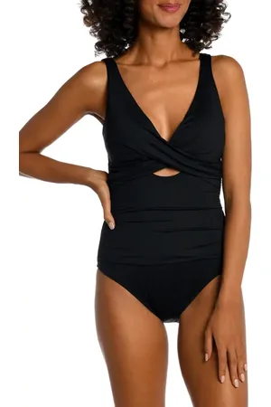La Blanca Cross Front Keyhole Cutout One-Piece Swimsuit in at Nordstrom, Size 4