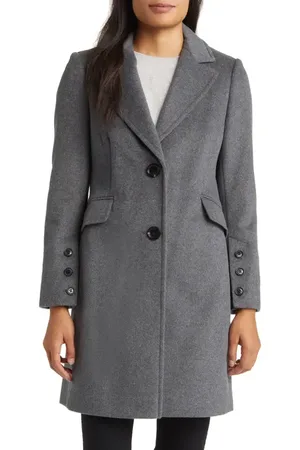 Sam Edelman Reefer Single Breasted Wool Blend Twill Jacket in at Nordstrom, Size 16