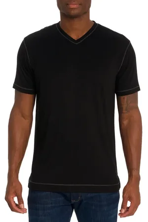 Robert Graham Eastwood V-Neck Cotton Blend T-Shirt in at Nordstrom, Size Large