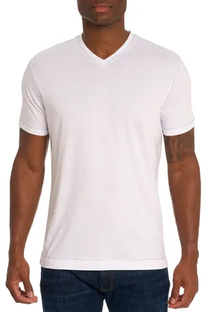 Robert Graham Eastwood V-Neck Cotton Blend T-Shirt in at Nordstrom, Size Small