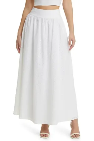 WAYF Catalina Embroidered Eyelet Cotton Maxi Skirt in at Nordstrom, Size Medium
