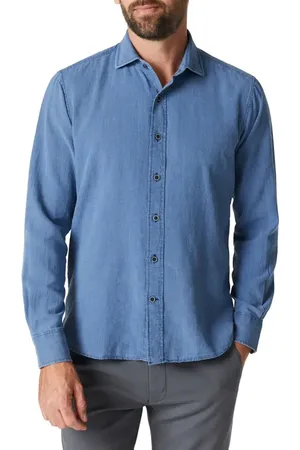34 Heritage Microchecks Linen & Cotton Button-Up Shirt in at Nordstrom, Size Small