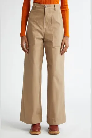 Moncler Cotton Stretch Gabardine Wide Leg Pants in at Nordstrom, Size 2 Us