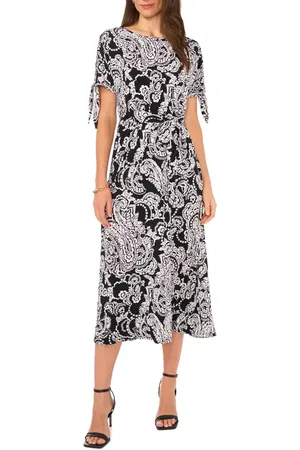 Chaussmoi Paisley Tie Sleeve Midi Dress in at Nordstrom, Size Medium