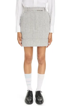 Thom Browne High Waist Fray Edge Tweed Skirt in at Nordstrom, Size 2 Us