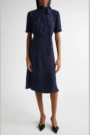 Givenchy 4G Baroque Logo Jacquard Lavalli??re Midi Dress in at Nordstrom, Size 8 Us