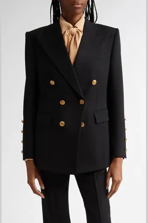 Chloé Double Breasted Stretch Wool Grain de Poudre Blazer in at Nordstrom, Size 6 Us