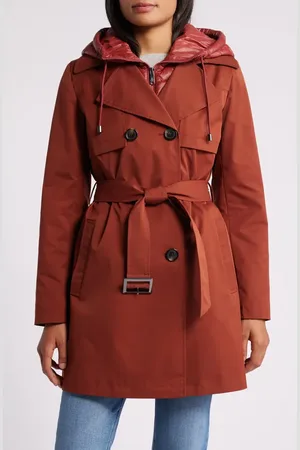 Sam Edelman Double Breasted Trench Coat with Removable Hooded Bib in at Nordstrom, Size X-Small