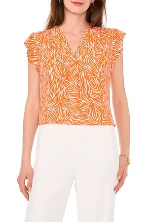 Chaussmoi Print Flutter Sleeve Blouse in at Nordstrom, Size Small