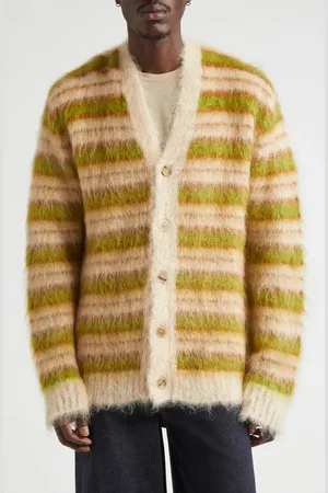 Marni Stripe V-Neck Mohair & Wool Blend Cardigan in at Nordstrom, Size 36 Us