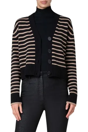 AKRIS Stripe Wool & Cashmere Cardigan in at Nordstrom, Size 16