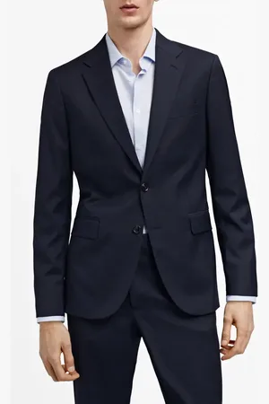 MANGO Slim Fit Navy Check Textured Stretch Sport Coat in at Nordstrom, Size 38
