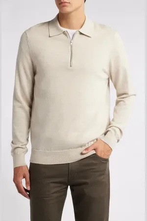 NN.07 Quarter Zip Wool Polo Sweater in at Nordstrom, Size Small