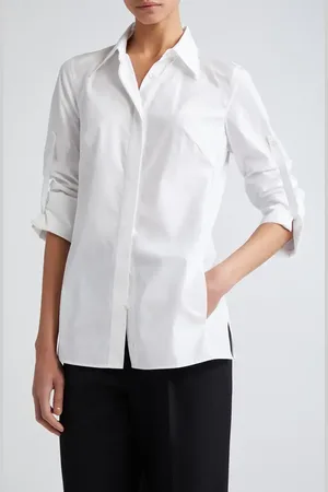 AKRIS Cotton & Silk Button-Up Tunic Shirt in at Nordstrom, Size 4