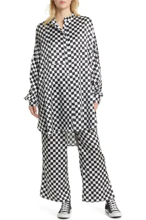 Dressed in Lala Button-Up Satin Shirt & Pants Set at Nordstrom, Size Small