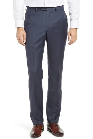Santorelli Roma Flat Front Loro Piana Wool Serge Dress Pants in at Nordstrom, Size 32