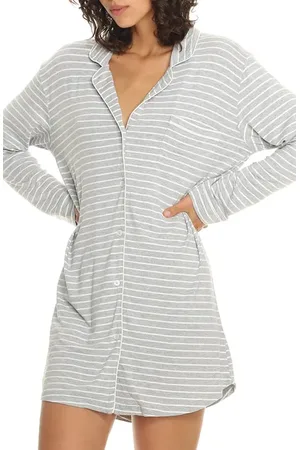 Papinelle Kate Stripe Long Sleeve Nightgown in at Nordstrom, Size Large